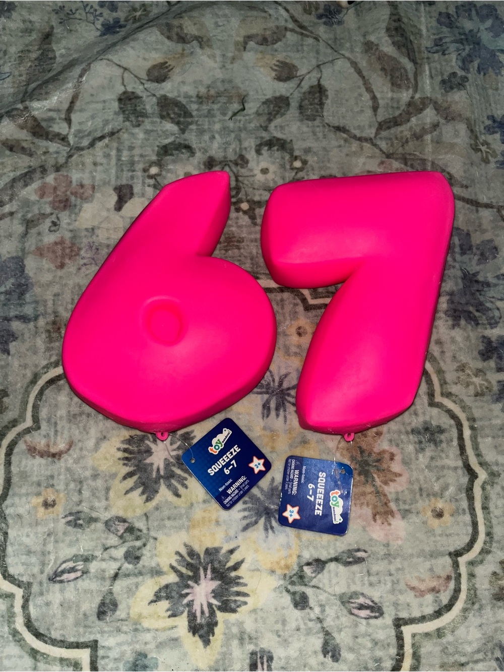 Bright Pink Number 67 jumbo squishy